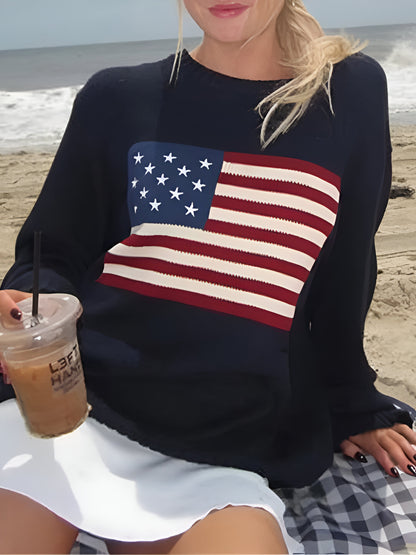 Pull drapeau vintage pour femme