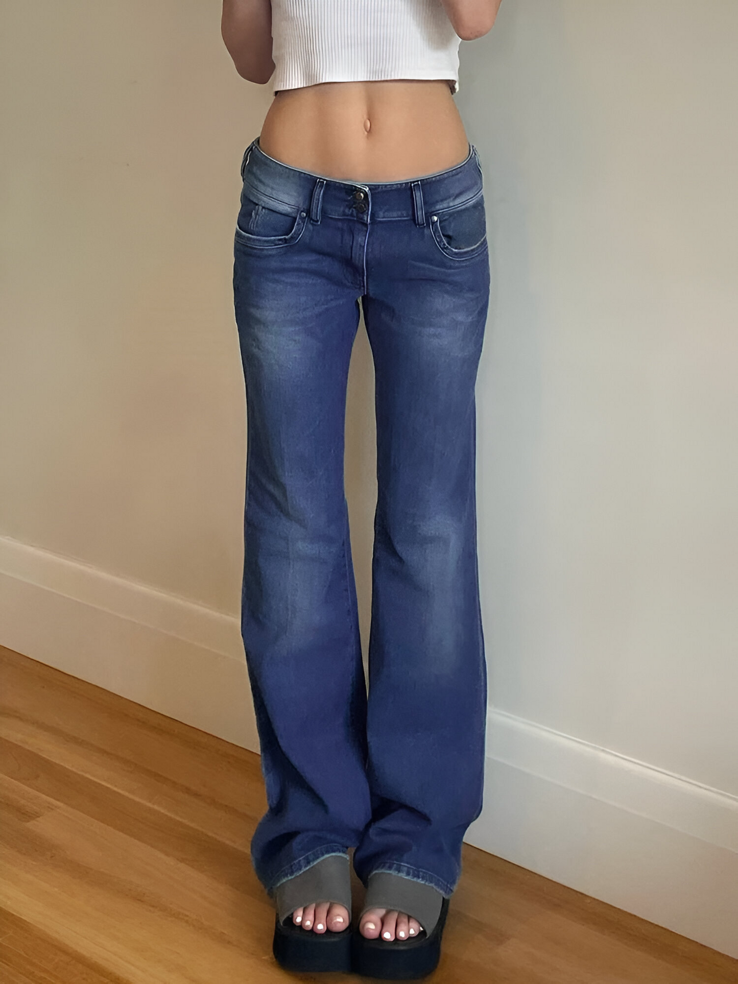 Jeans Rétro Chic - Pantalon en Denim Vintage Stretch Taille Moyenne