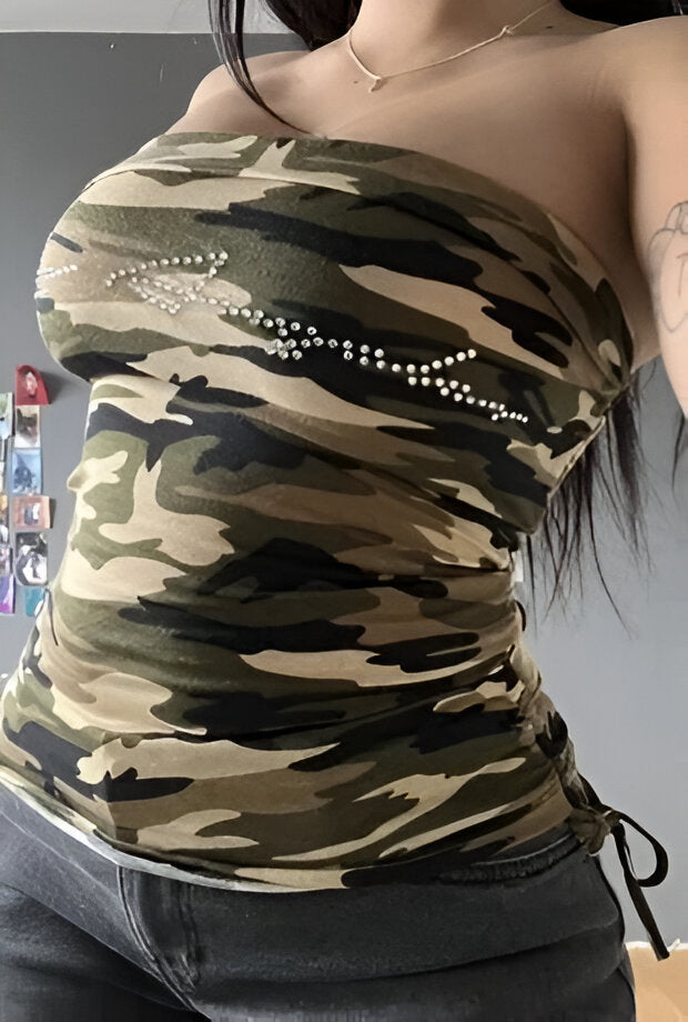 Top Punk com Strass Camuflados