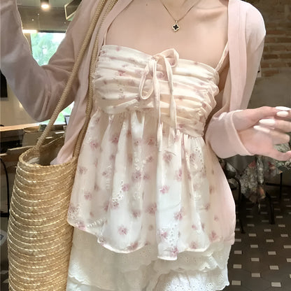 AGACE Blush Floral Lace Vest