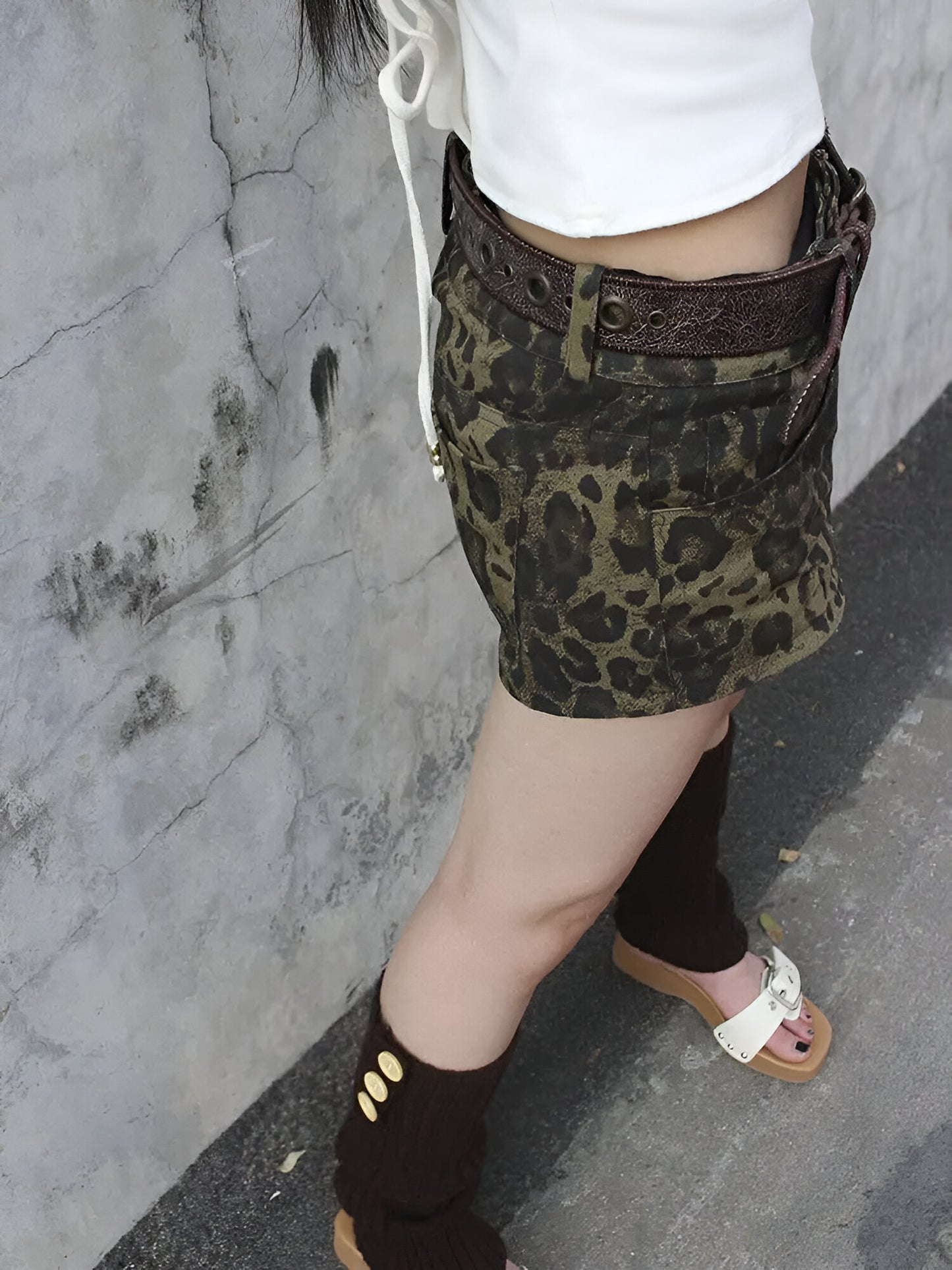 Shorts jeans estilo leopardo vintage