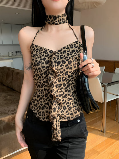 Top de leopardo com babados