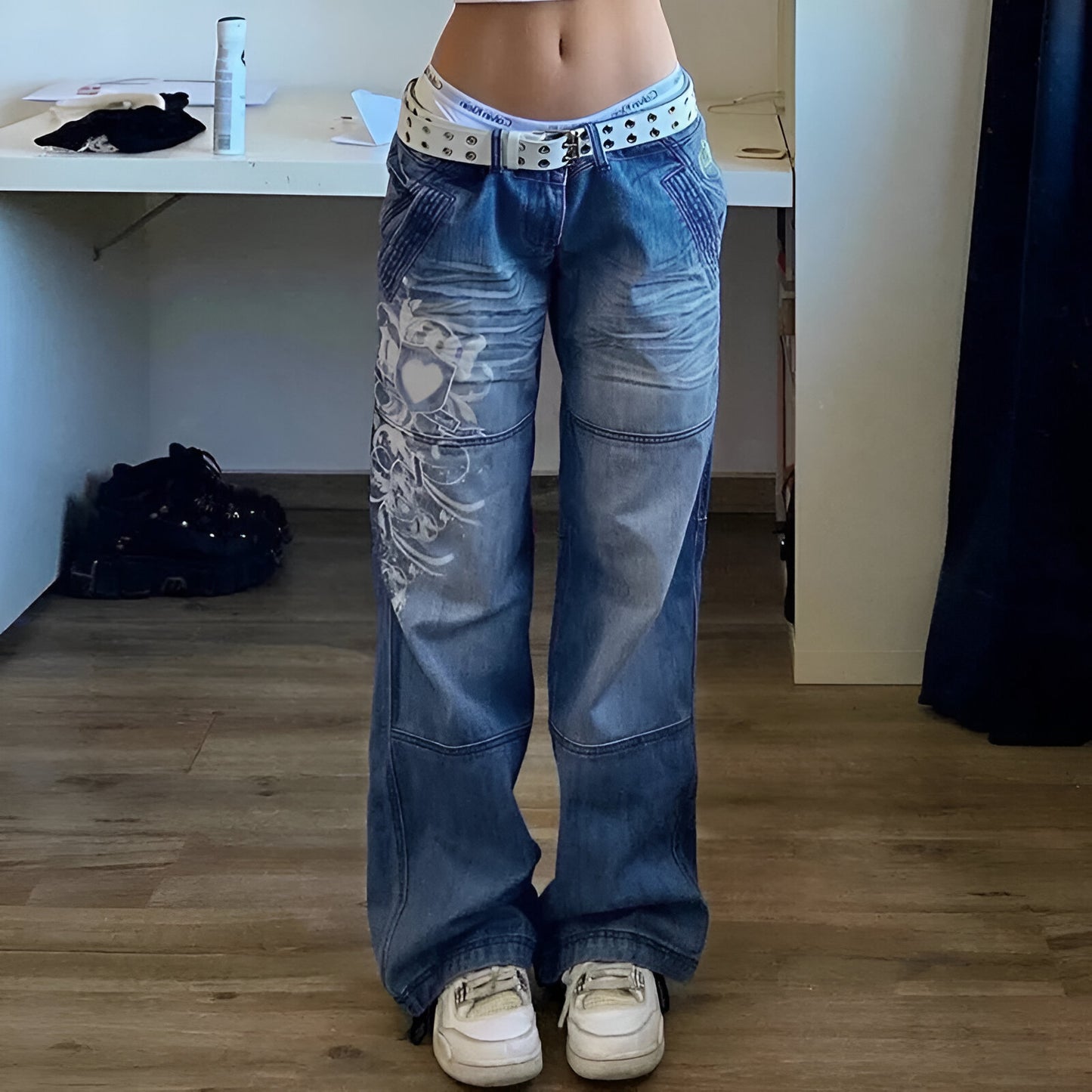 Urban Cargo Grunge Jeans: Estilo Vintage con Toque Harajuku