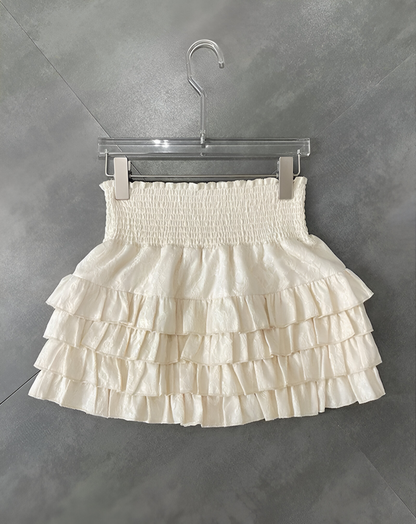 Falda Mini Estilo Kawaii Y2K de Cintura Alta con Detalles de Encaje