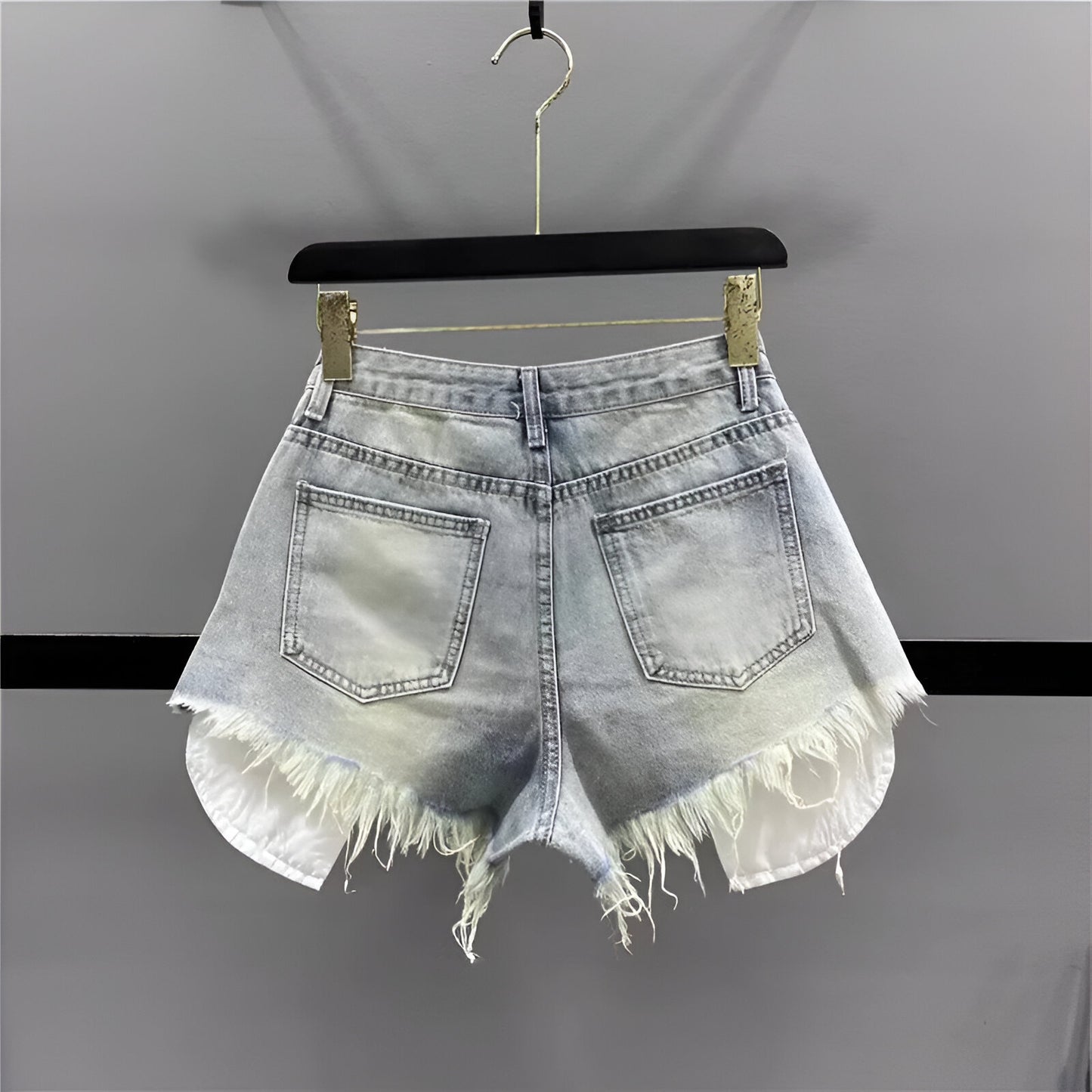 Short en jean taille haute rétro trapèze