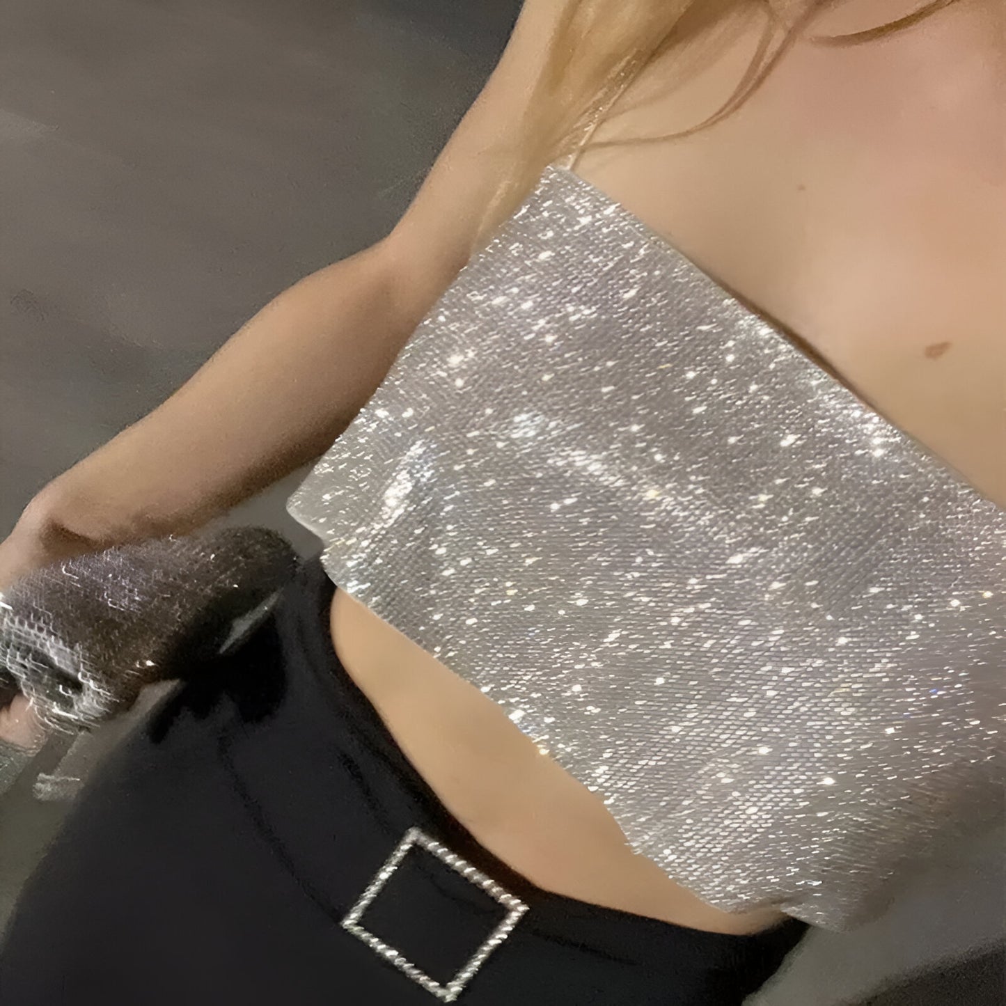 Haut à paillettes coquin pour femme, style Y2K