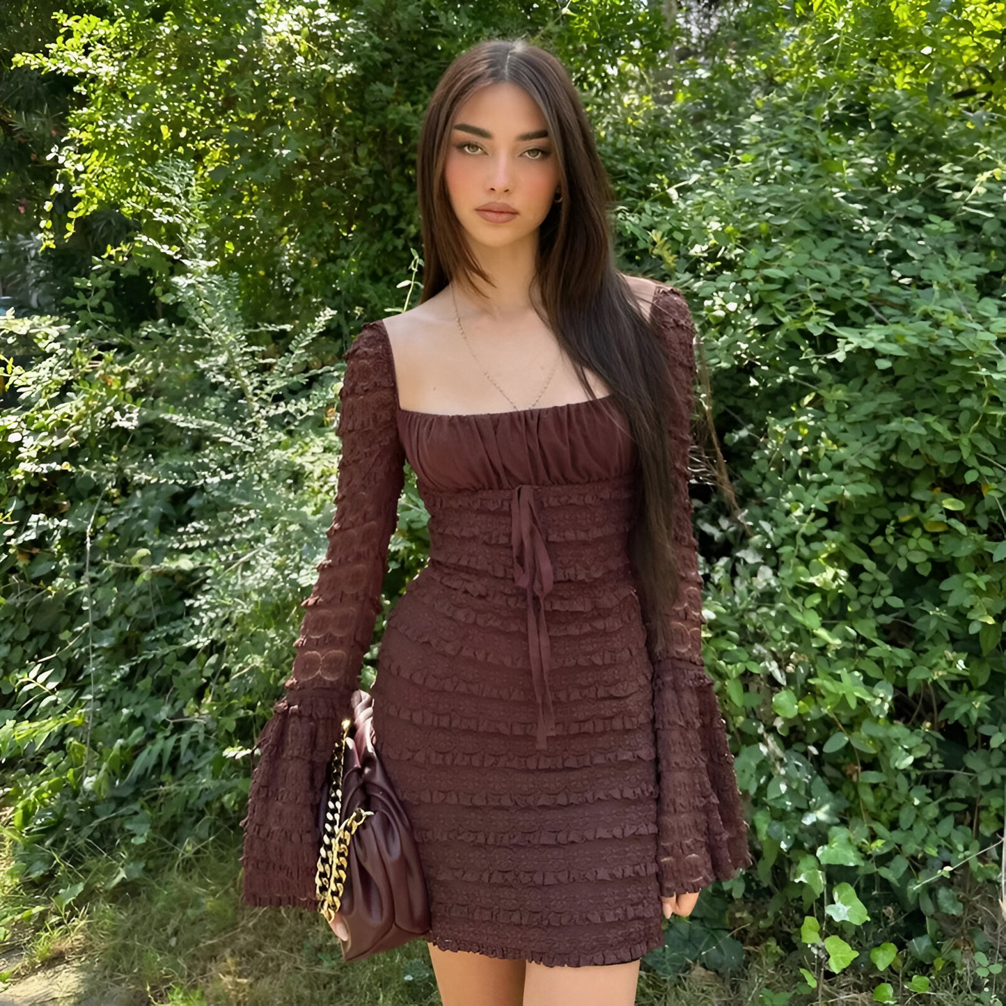 Aria Enchanting Lace-Up Mini Dress