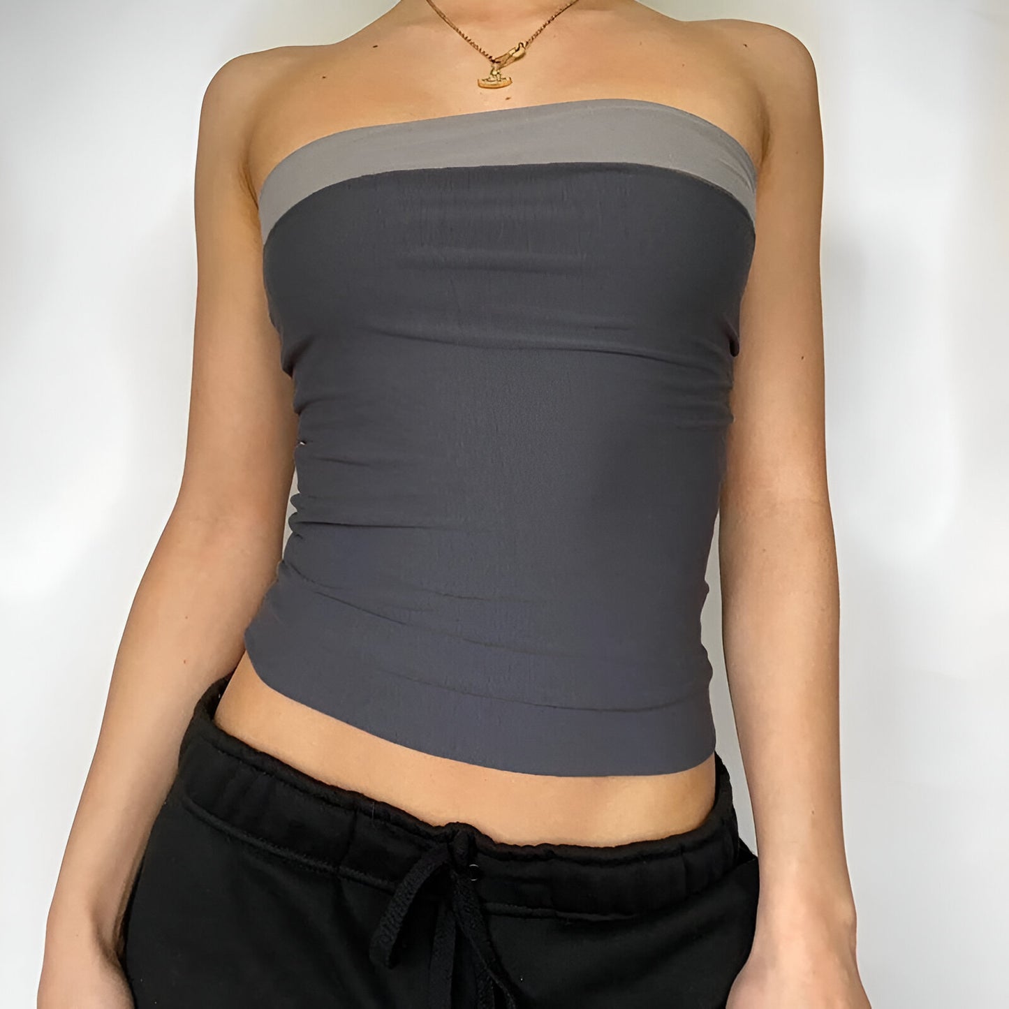 Retro Vibes Strapless Crop Top