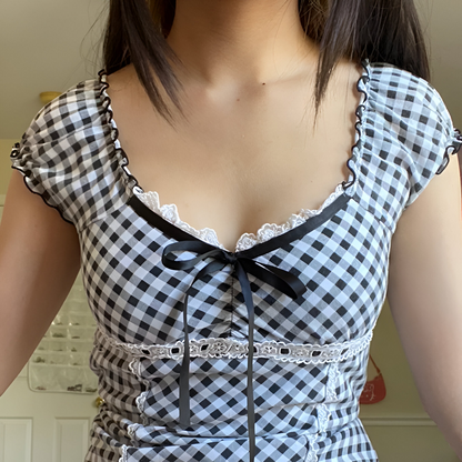 Tabitha Kawaii Plaid Crop Top