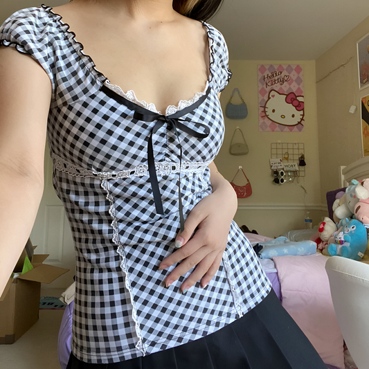 Tabitha Kawaii Plaid Crop Top // Autumn Collection