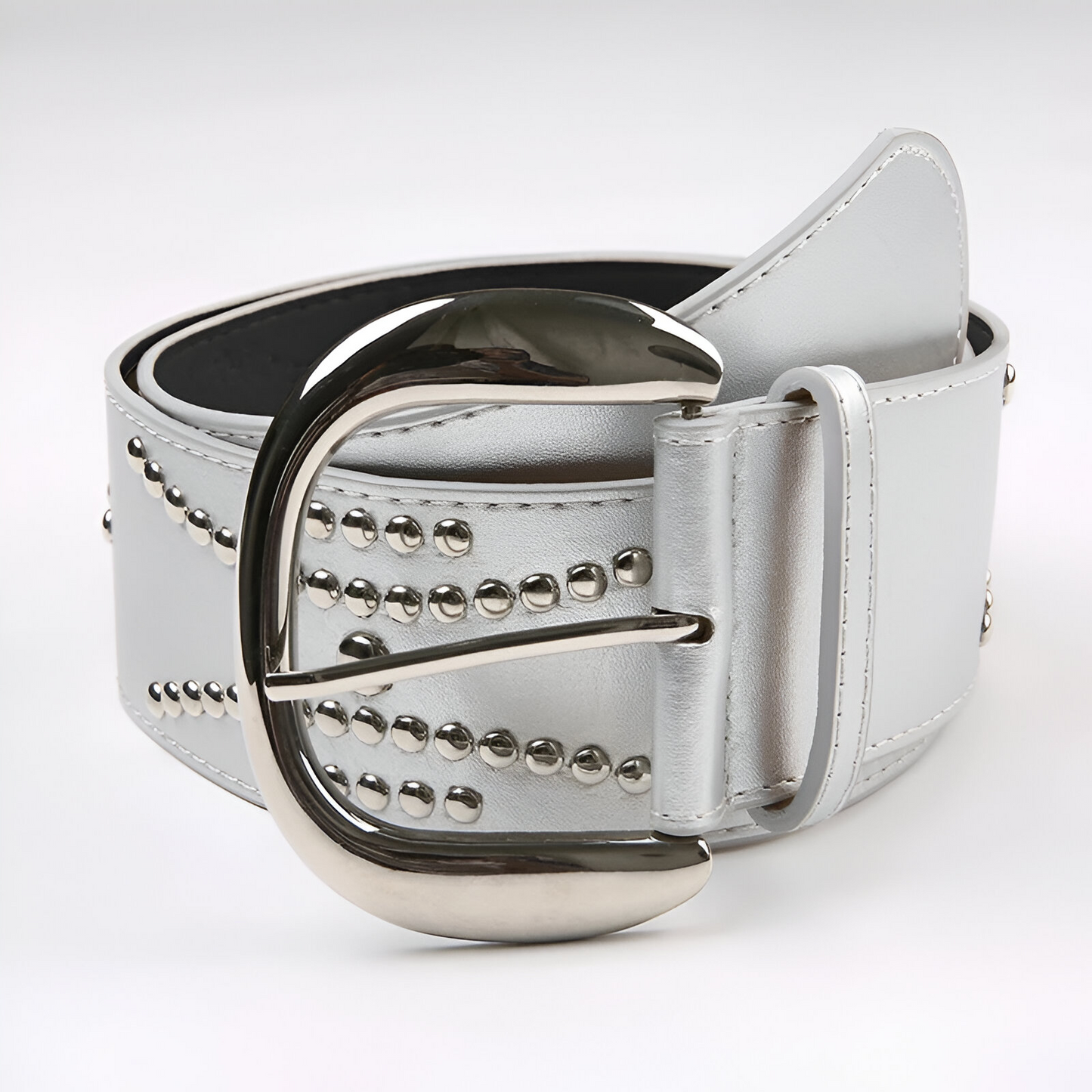 Rivetería Urban Style: Large ceinture argentée pour femme