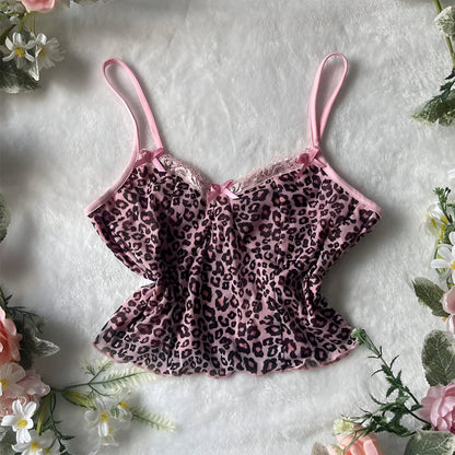 Top curto com estampa de leopardo 'Wild Heart'