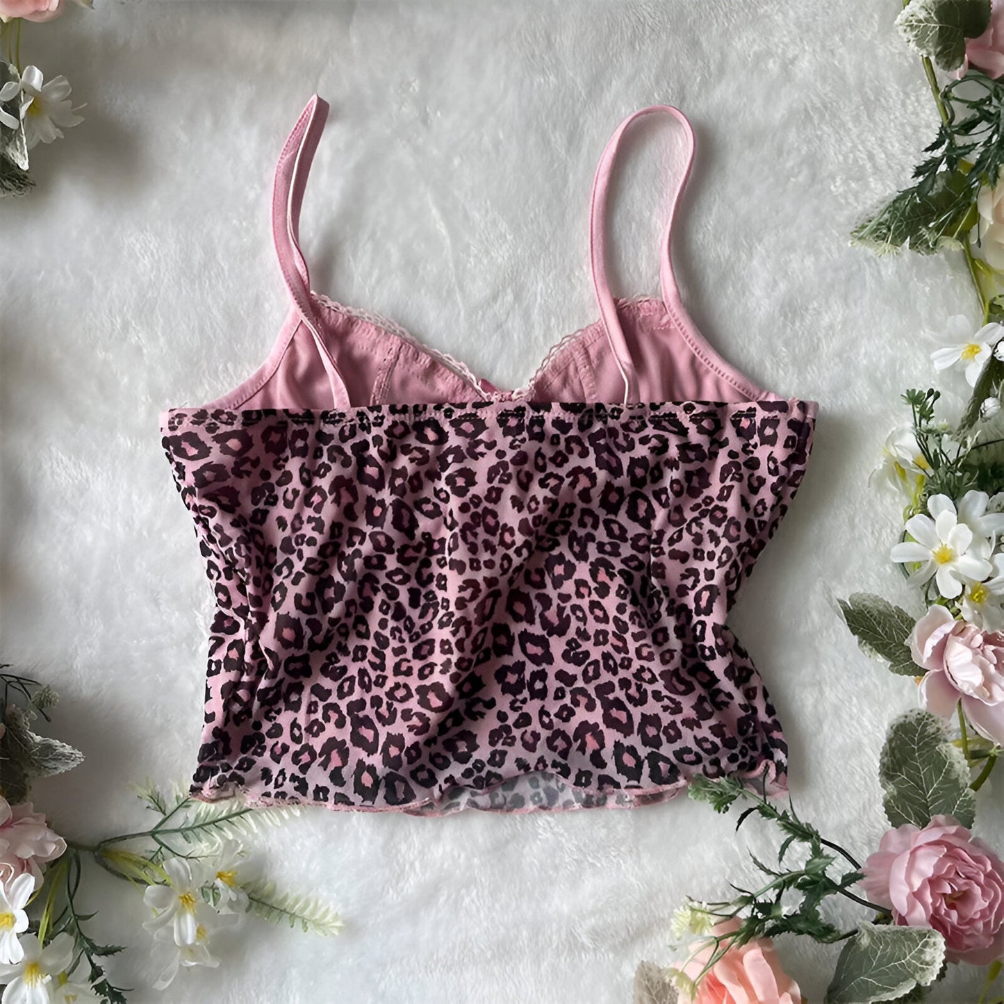 Top curto com estampa de leopardo 'Wild Heart'