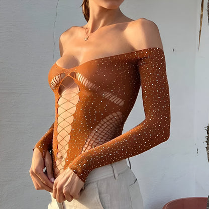 Top Transparente con Diamantes Y2K