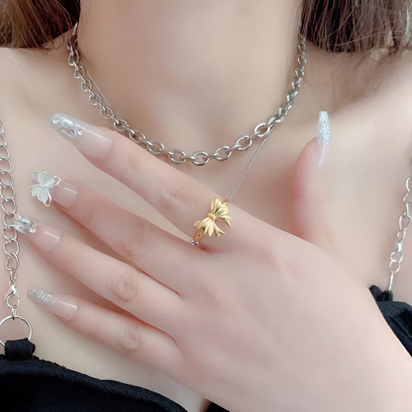 Anillos de Mariposa y Moño de Titanio para Mujer