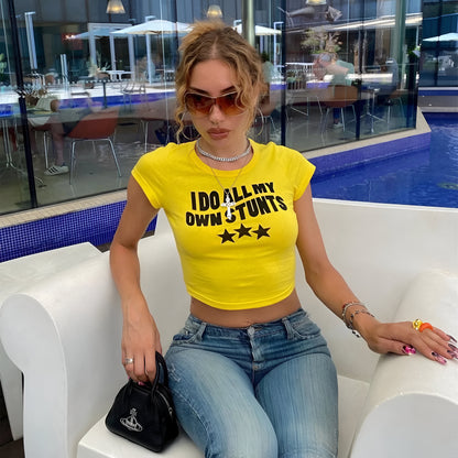 Camiseta de algodão de verão "EU FAÇO TODAS AS MINHAS ATUAÇÕES"