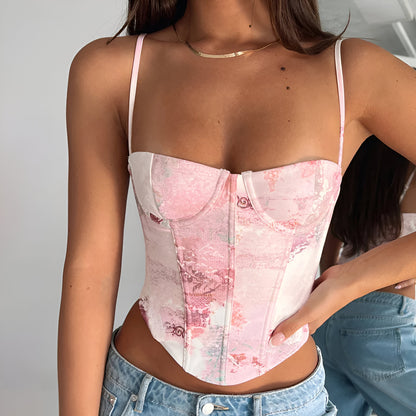 Top de malha sensual com suporte: enfeite floral