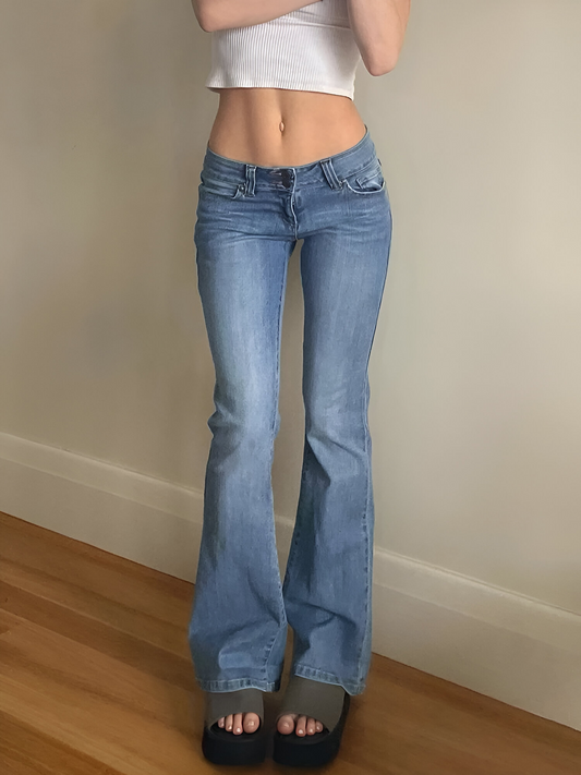 Jeans Rétro Chic - Pantalon en Denim Vintage Stretch Taille Moyenne