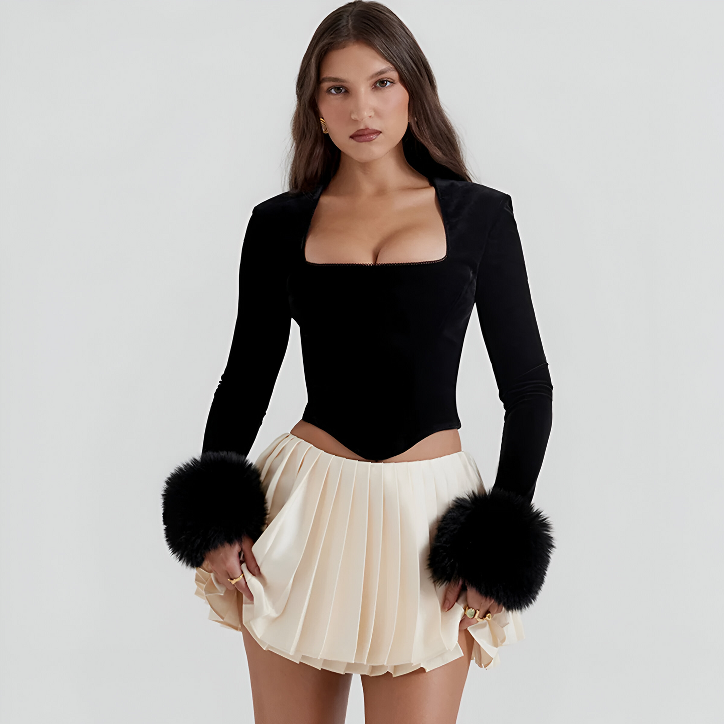 Folly Velvet Charm Crop Top