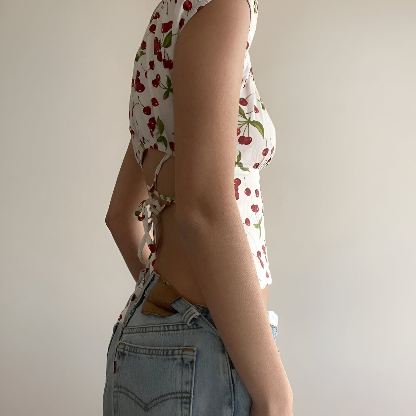 Retro Fruit Print Cropped Tee