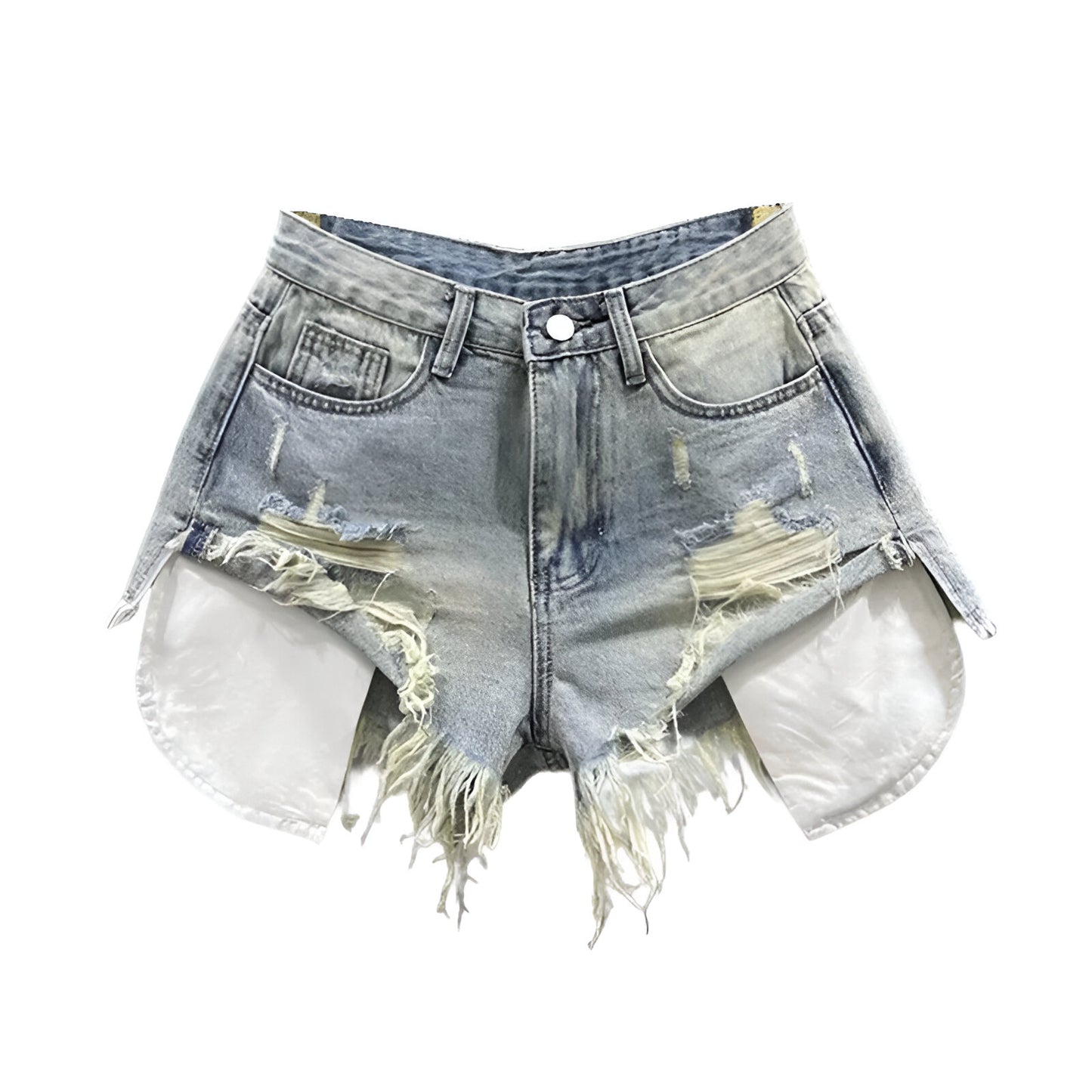 Shorts jeans retrô evasê de cintura alta